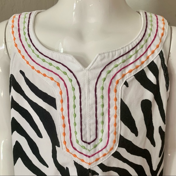 GYMBOREE Wild For Zebra Print Embroidered 100% Cotton Dress Sleeveless Size 7 - Picture 3 of 11